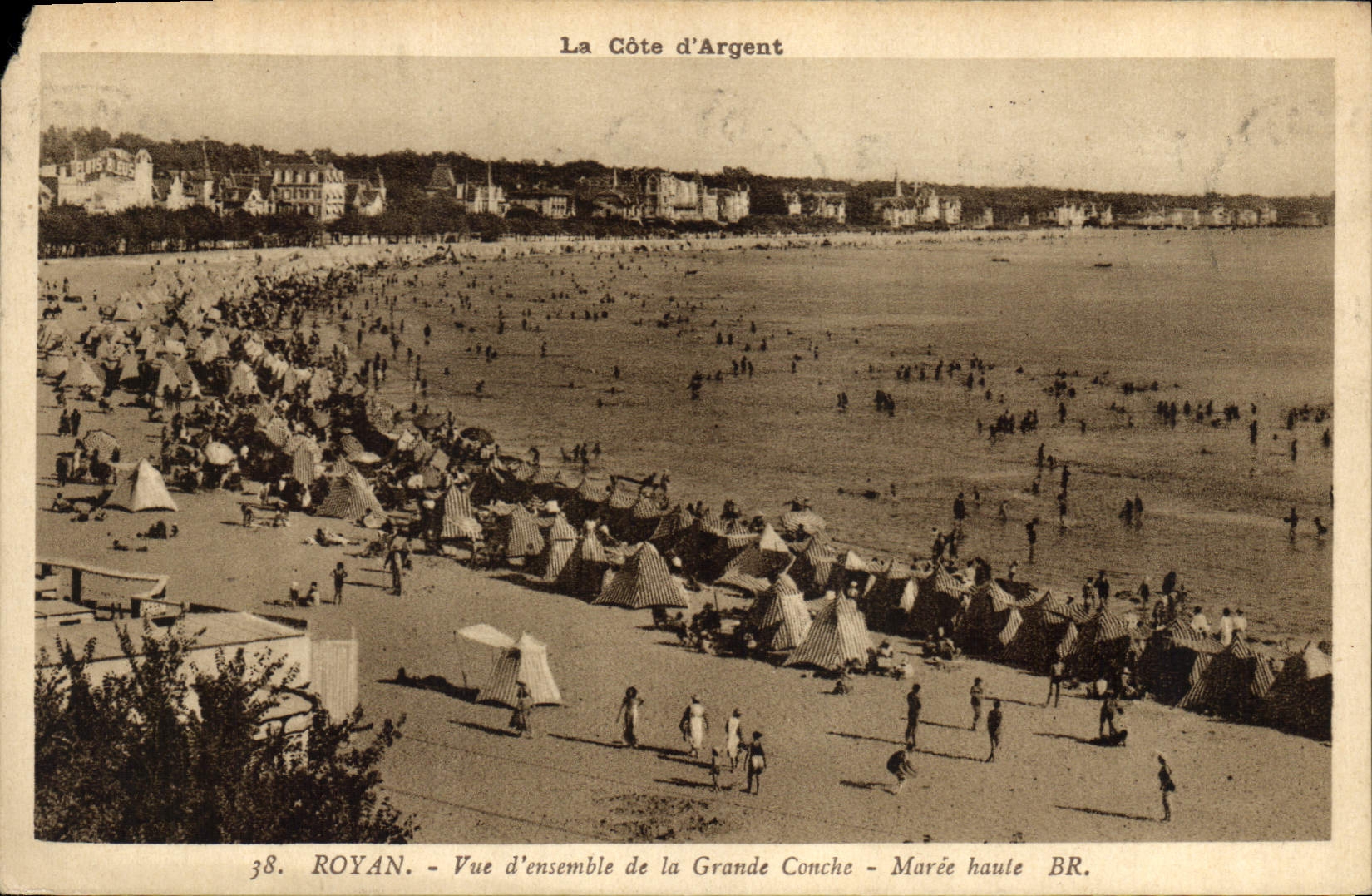 CPA Royan Vue d'ensemble de la Grande Conche Maree haute 