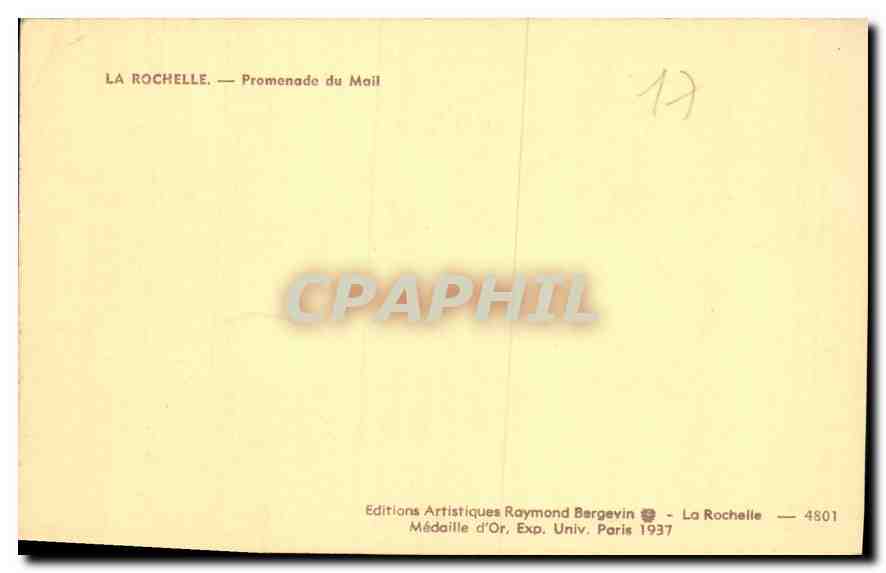 CPA La Rochelle Promenade du Mail  — Verso