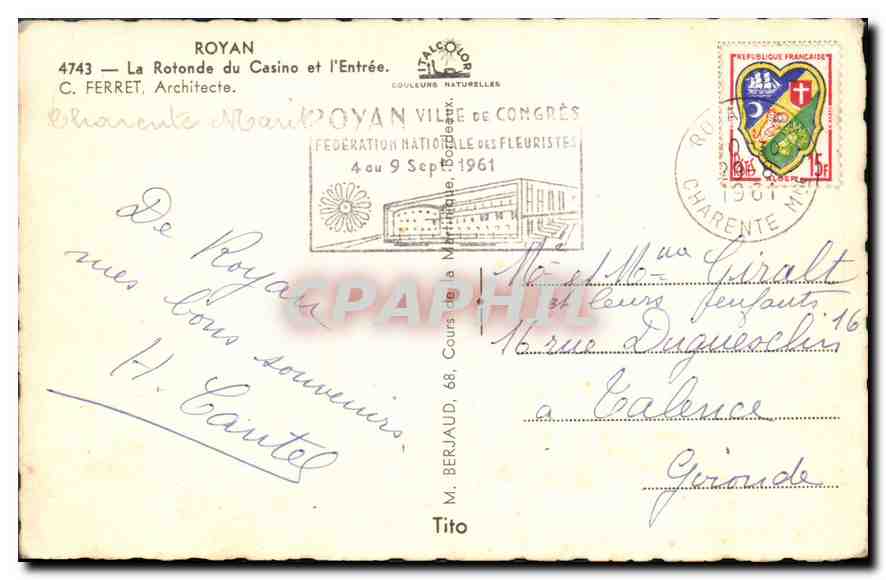 CPM Royan La Rotonde du Casino et l'Entree  — Verso