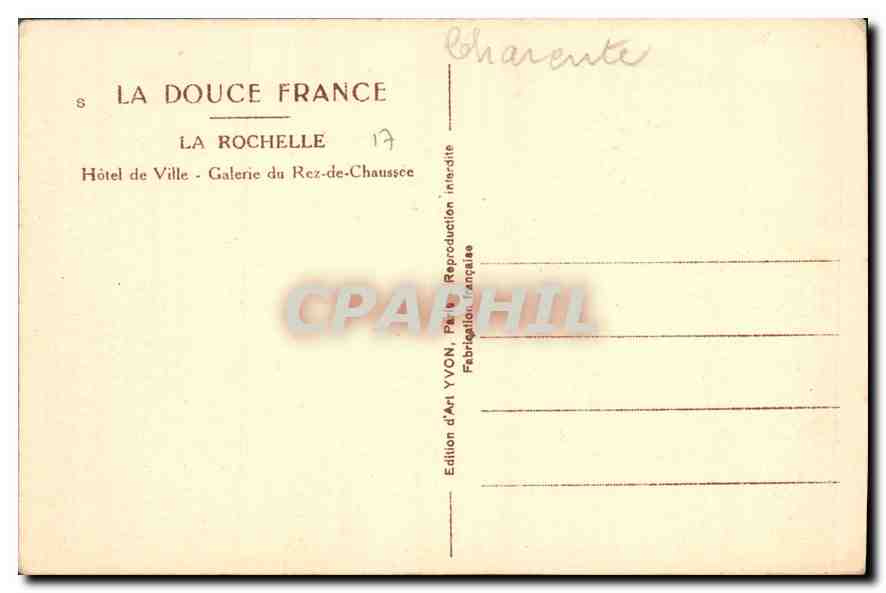 CPA La Rochelle Hotel de Ville Galerie du Rez de Chaussee  — Verso