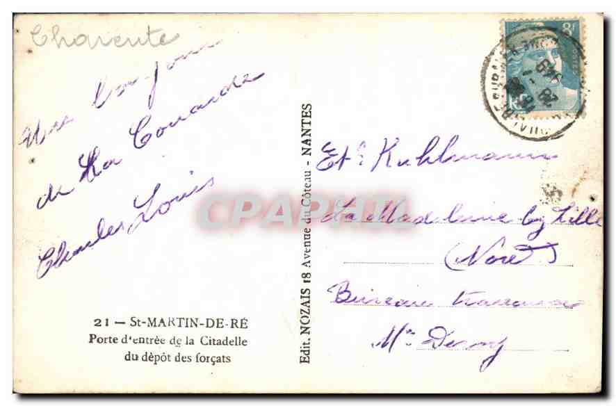 CPA Charente St Martin de Re Porte d'entree de la Citadelle du depot des forcats  — Back