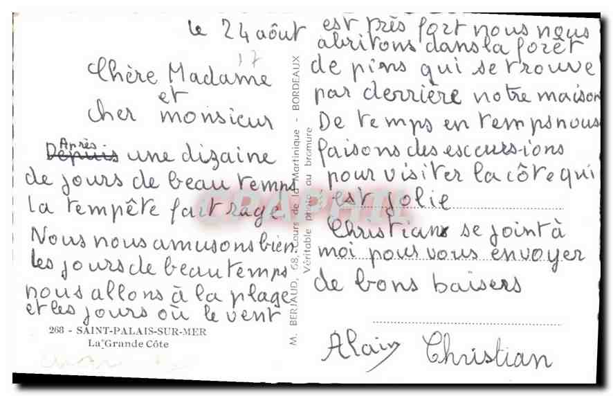CPA Souvenir de la Grande Cote Saint Palais sur Mer  — Verso
