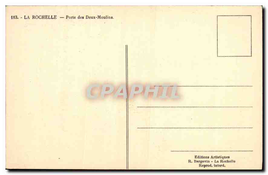 CPA La Rochelle Porte des Deux Moulins  — Verso