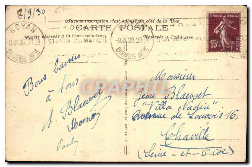 CPA Saint Palais sur Mer Le l'ont du Diable  — Verso