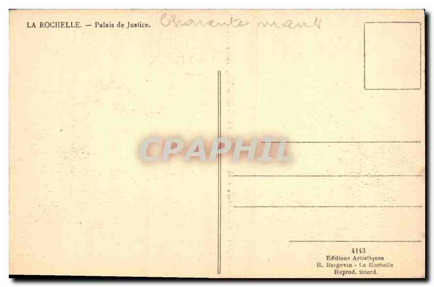 CPA La Rochelle Palais de Justice  — Verso