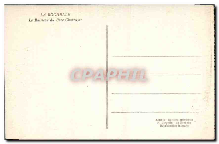 CPA La Rochelle Le Ruisseau du Parc Charruyer  — Verso