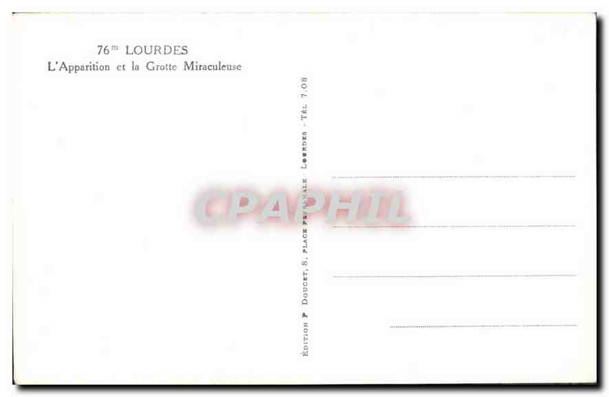CPA Lourdes L'Apparition et la Grotte Miraculeuse  — Verso