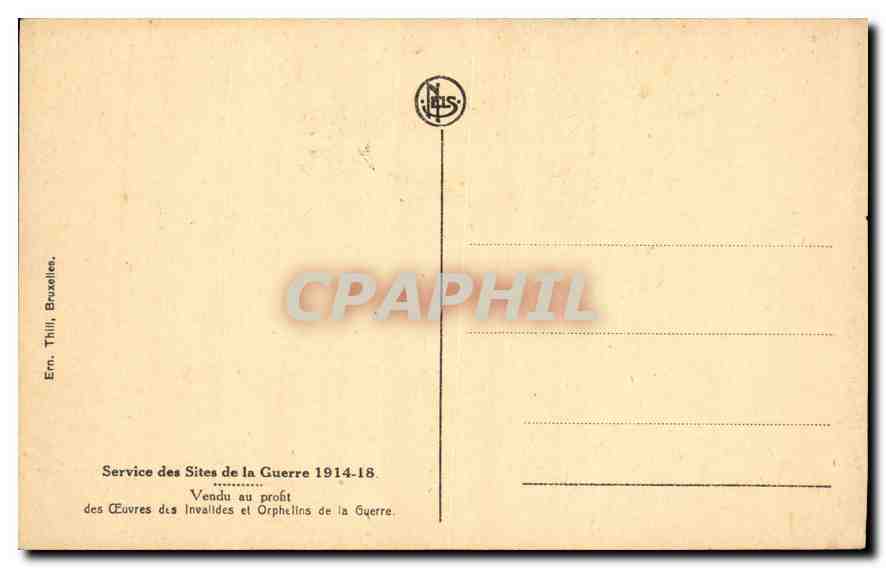CPA Ruines de Nieuport Hotel de Ville Militaria — Verso