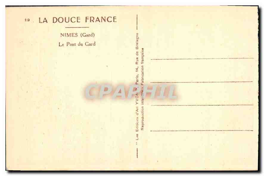 CPA Nimes Gard Le Pont du Gard  — Rückseite