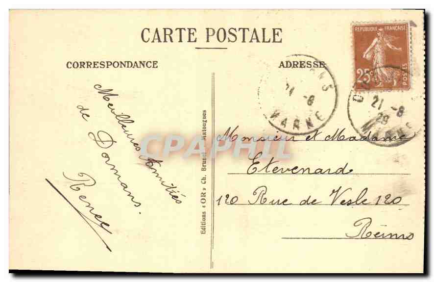 Dormans (Marne) — Ange du "Te Deum" dans la chapelle de "La Marne" — Éditions OR, Ch. Brunel Matougees — Verso