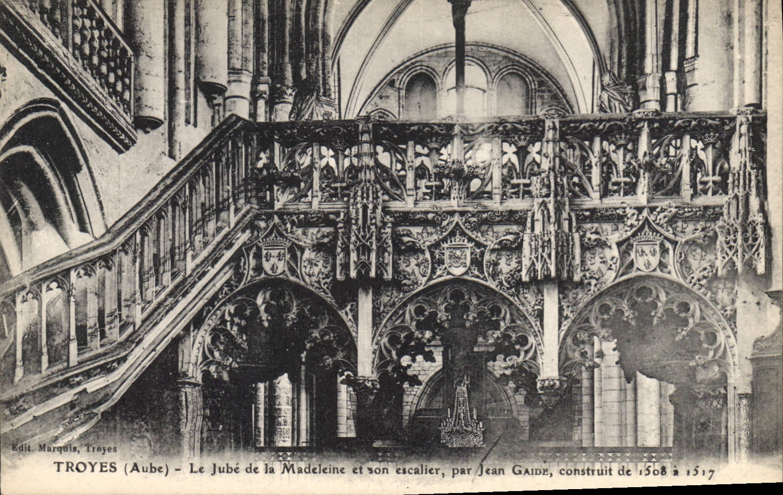 Troyes (Aube) - Le Jubé de la Madeleine et son escalier, par Jean Gaidé, construit de 1568 à 1517