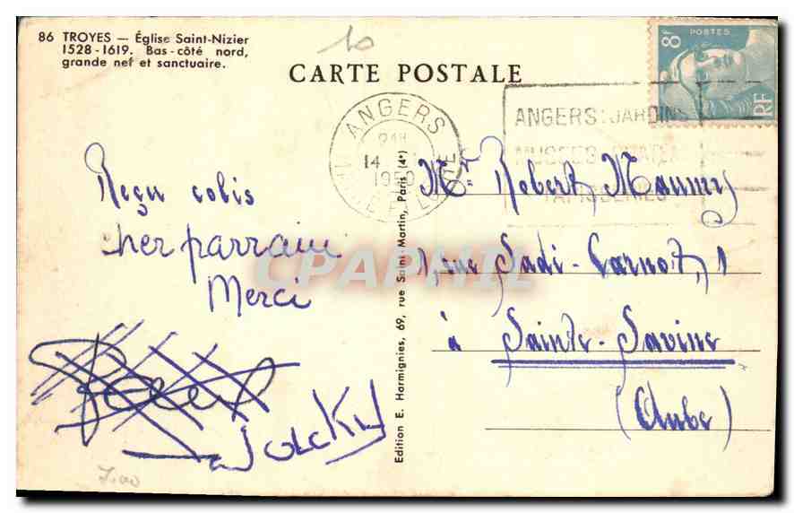 Église Saint-Nizier — nef et sanctuaire — Edition E. Harmignies, n° 86 — Reverso