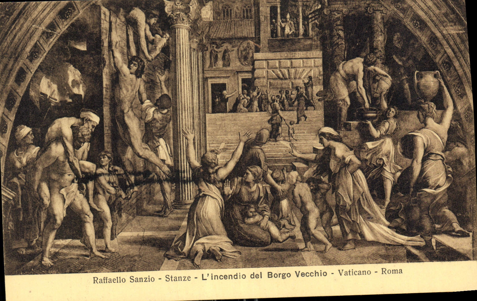 CPA Raffaello Sanzio Stanze L'incendio del Borgo Vecchio Varicano Roma 