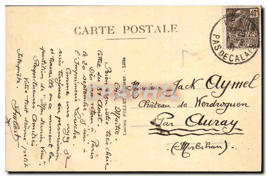 CPA Arras Avant le Bombardement L'Hotel de Ville  — Rückseite