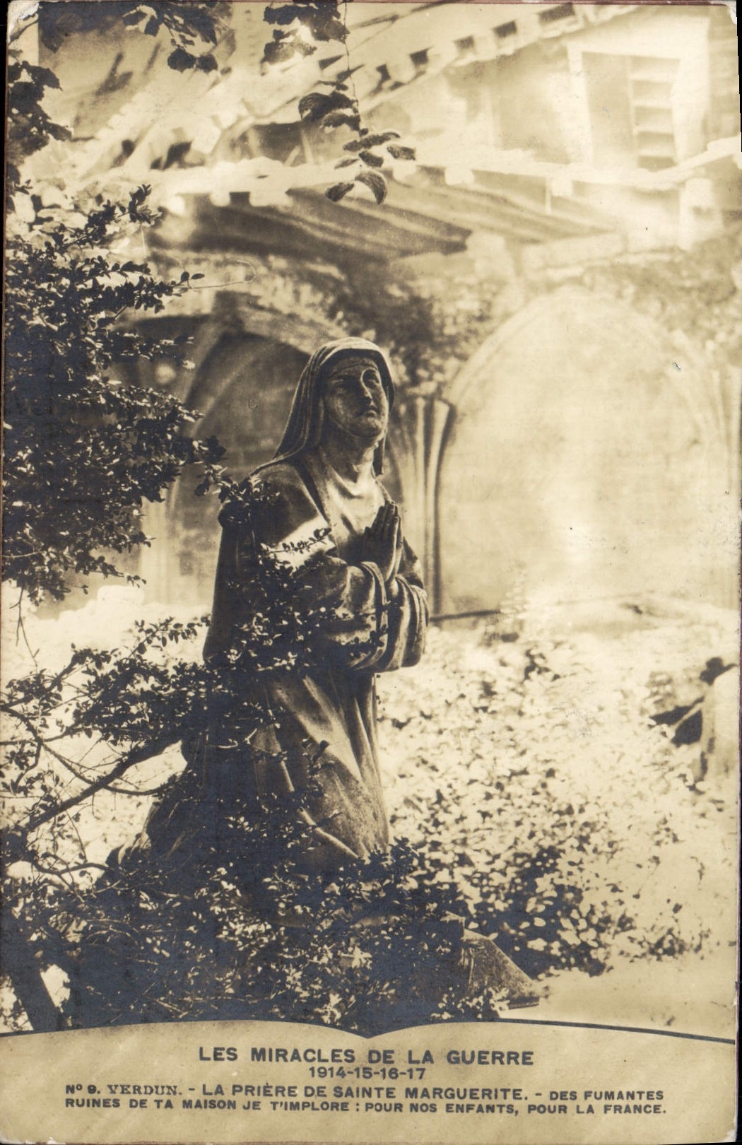 Ruinen von Verdun — Statue der Heiligen Margarete — Edition Art JOYÉ