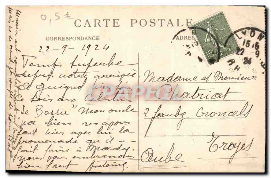 CPA Lyon Place Carnot Monument de la Republique  — Rückseite