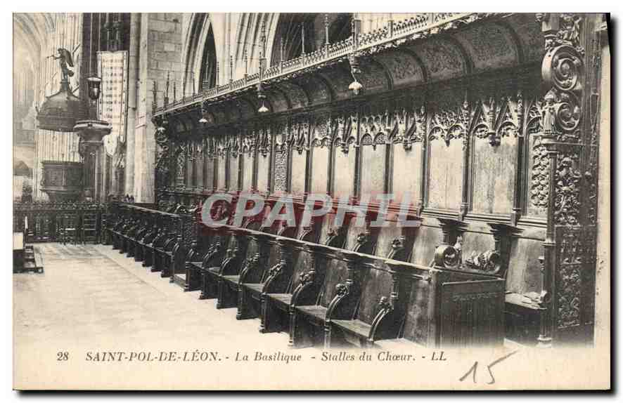 CPA Saint Pol de Leon La Basilique Stalles du Choeur 