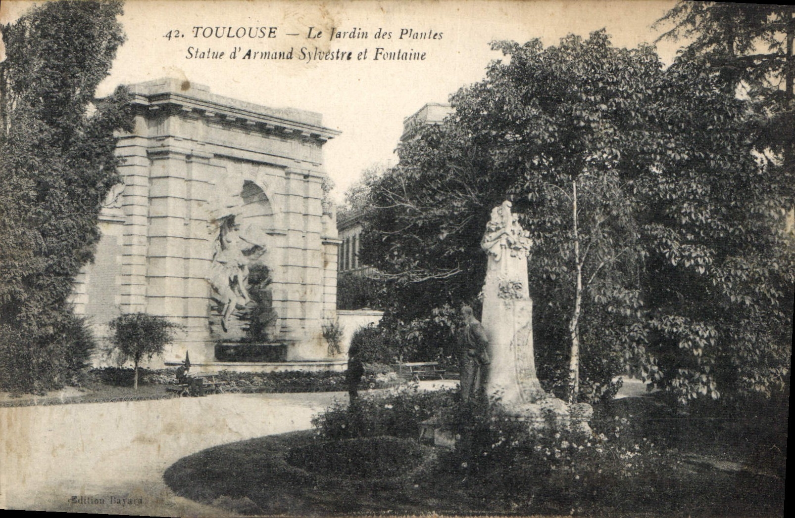 Toulouse — Le Jardin des Plantes — Statue d'Armand Sylvestre et Fontaine — Édition Bayard
