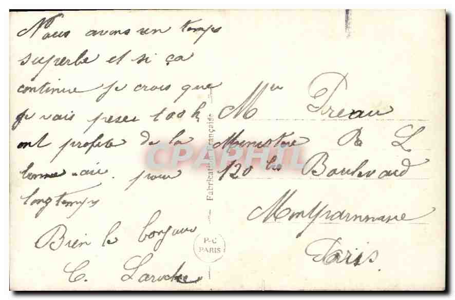 CPA Femme — Verso