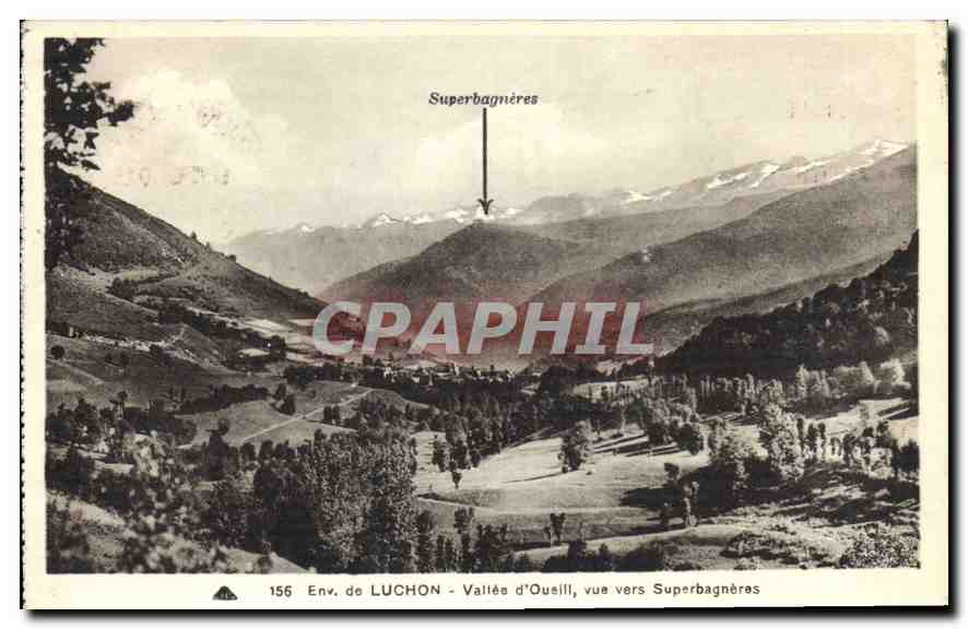 Env. de LUCHON - Vallée d'Ouselli, vue vers Superbagnères — CPAPHIL n°156