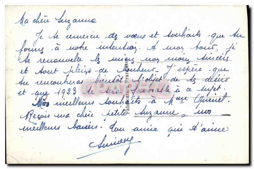 CPA Bonne Annee Femme — Rückseite