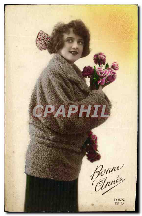 CPA Bonne Annee Femme