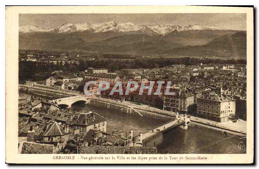 Grenoble - Vue générale sur la Ville et les Alpes prise de la Tour de Sainte-Marie — Éditions Martinotto Frères