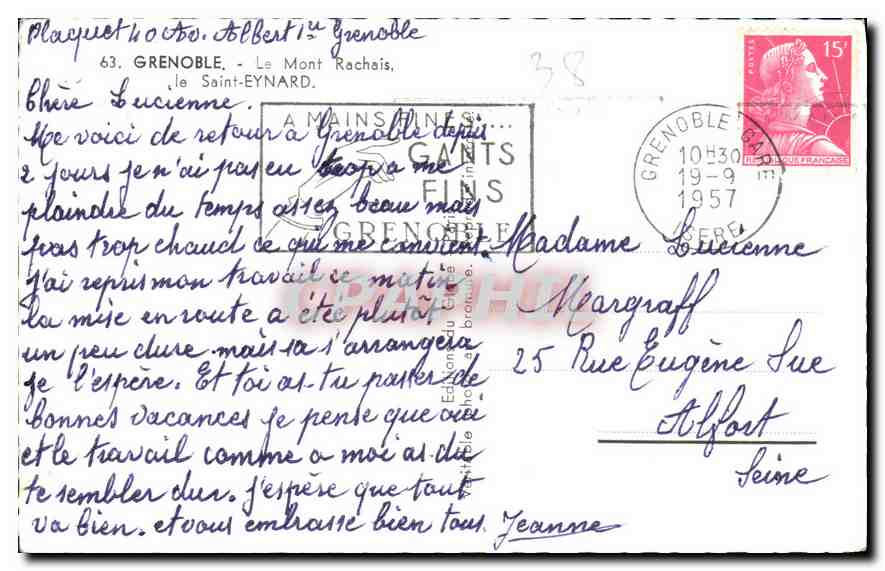 CPA Grenoble Le Mont Rachais le Saint Eynard  — Rückseite