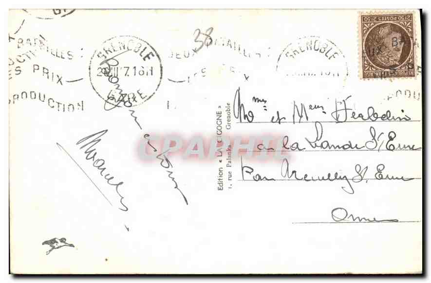 CPA Grenoble Isere Vue generale et la chaine de Belledonne  — Rückseite