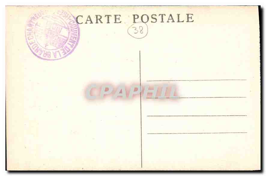 Couvent de la Grande-Chartreuse — Entrée principale et la Chapelle des Étrangers — Éditeur inconnu, n° 38 — Verso