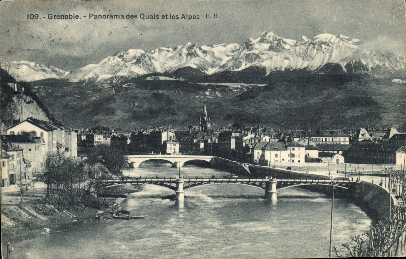Grenoble - Panorama des Quais et les Alpes - E.R. - n°109