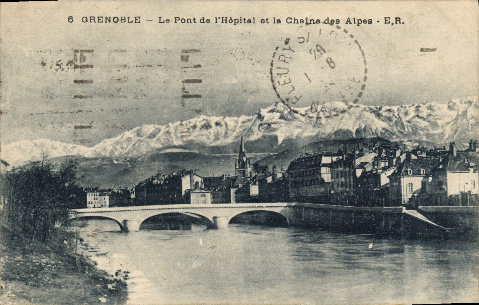 CPA Grenoble Le Pont de l'Hopital et la Chaine des Alpes 