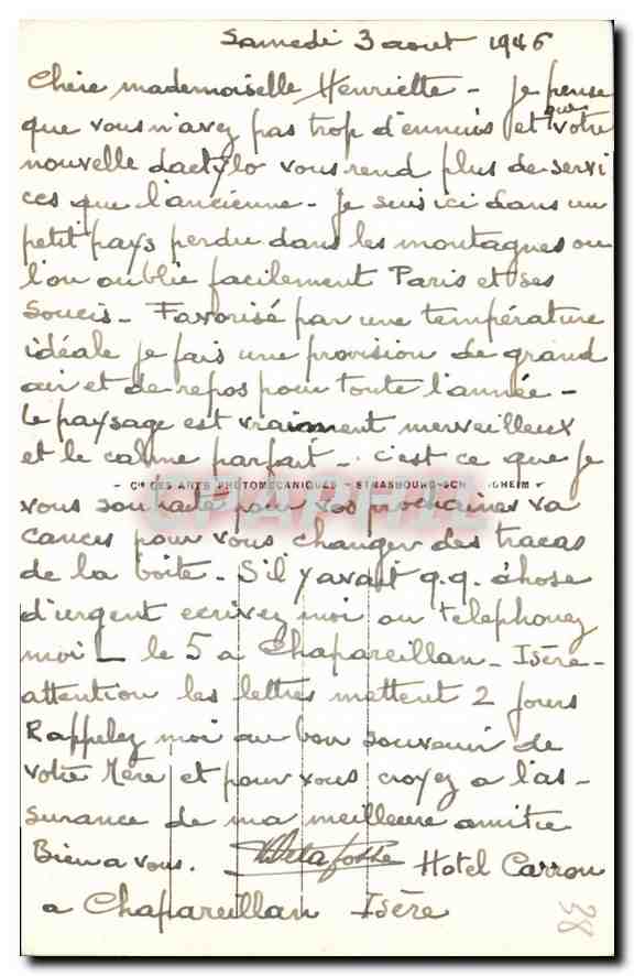 Env. d'ALLEVARD-les-BAINS — Le Massif de Belledonne et le rivièr d'Allemont vus des Sept-Laux — CPAPHIL n°126 — Verso