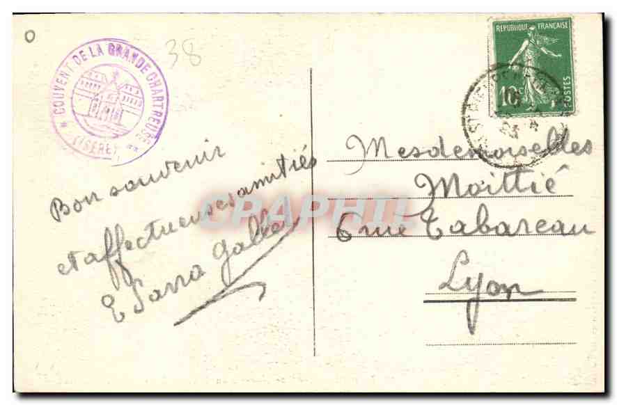 Dauphiné — Vue générale du Couvent de la Grande-Chartreuse — Cl.A.V. n°56 — Rückseite