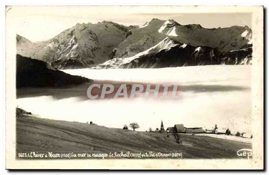 CPA L'Hiver a Huez La mer de neige Le Rochail et le Pic d'Oron