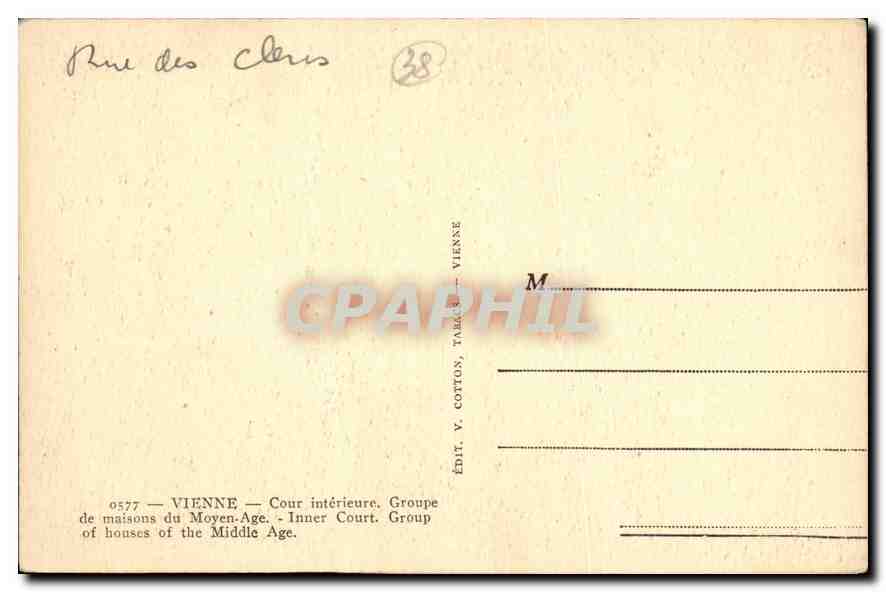 CPA Vienne Cour interieure Groupe de maisons du Moyen Age  — Verso