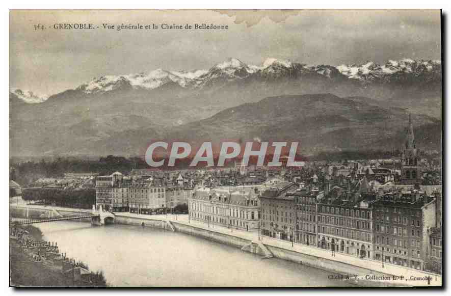 Grenoble - Allgemeiner Blick und die Belledonne-Kette — Sammlung E.P., Grenoble