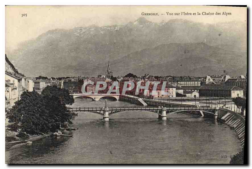 CPA Grenoble Vue sur l'Isere et la Chaine des Alpes 