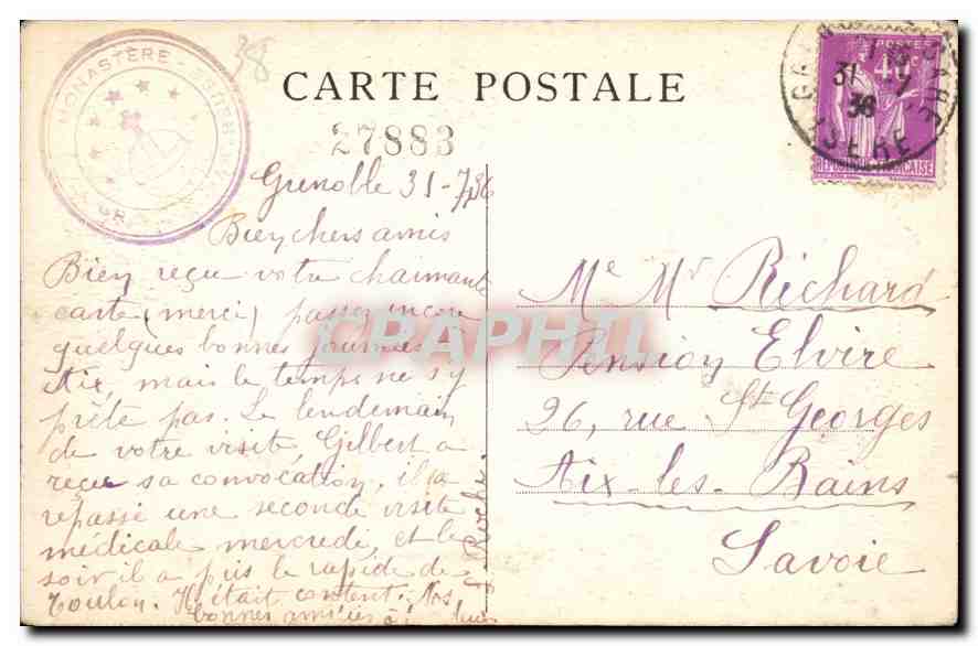 CPA Dauphine Couvent de la Grande Chartreuse Vue generale reduite et complete — Rückseite