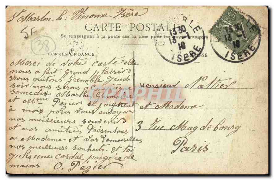 Grenoble - The Banks of the Isère — The Clémenciére Pass and St-Martin le Vinoux — Cr Baffert Grenoble, n°159 — Back