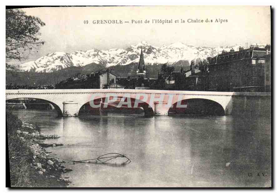 CPA Grenoble Pont de l'Hopital et la Chaine des Alpes 