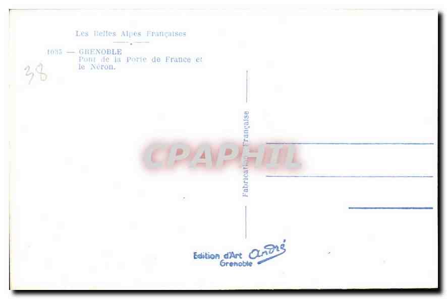 Grenoble — Pont de la Porte de France et le Néron — Édition d'Art André, Grenoble — Achterkant