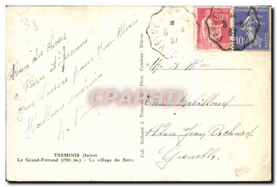 CPA Treminis Isere Le Grand Ferrand Le village du Serre  — Verso