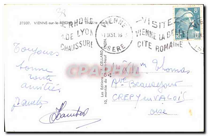 CPA Vienne sur le Rhone  — Verso