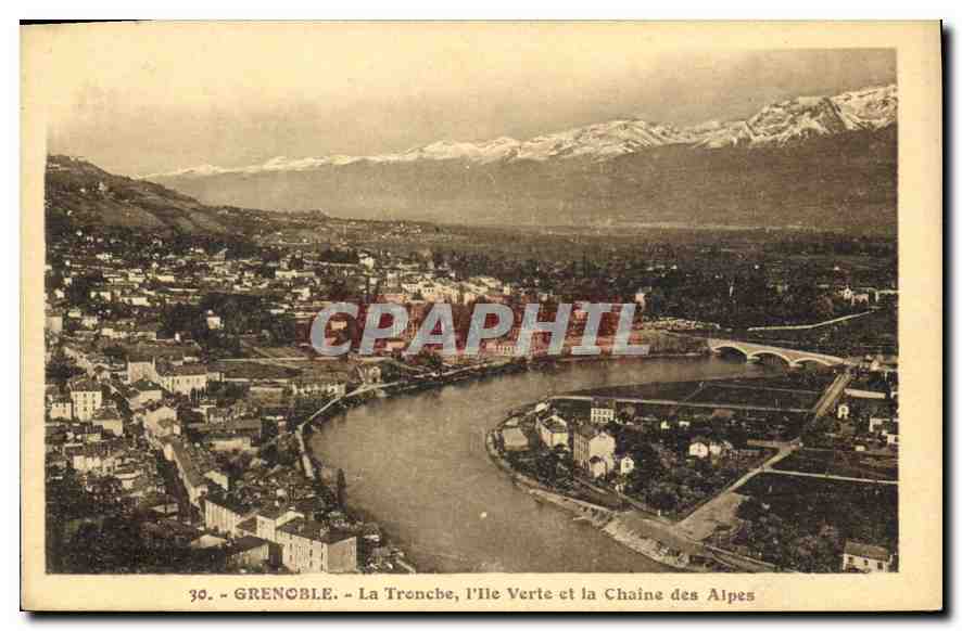 CPA Grenoble la Tronche l'Ile Verte et la Chaine des Alpes 