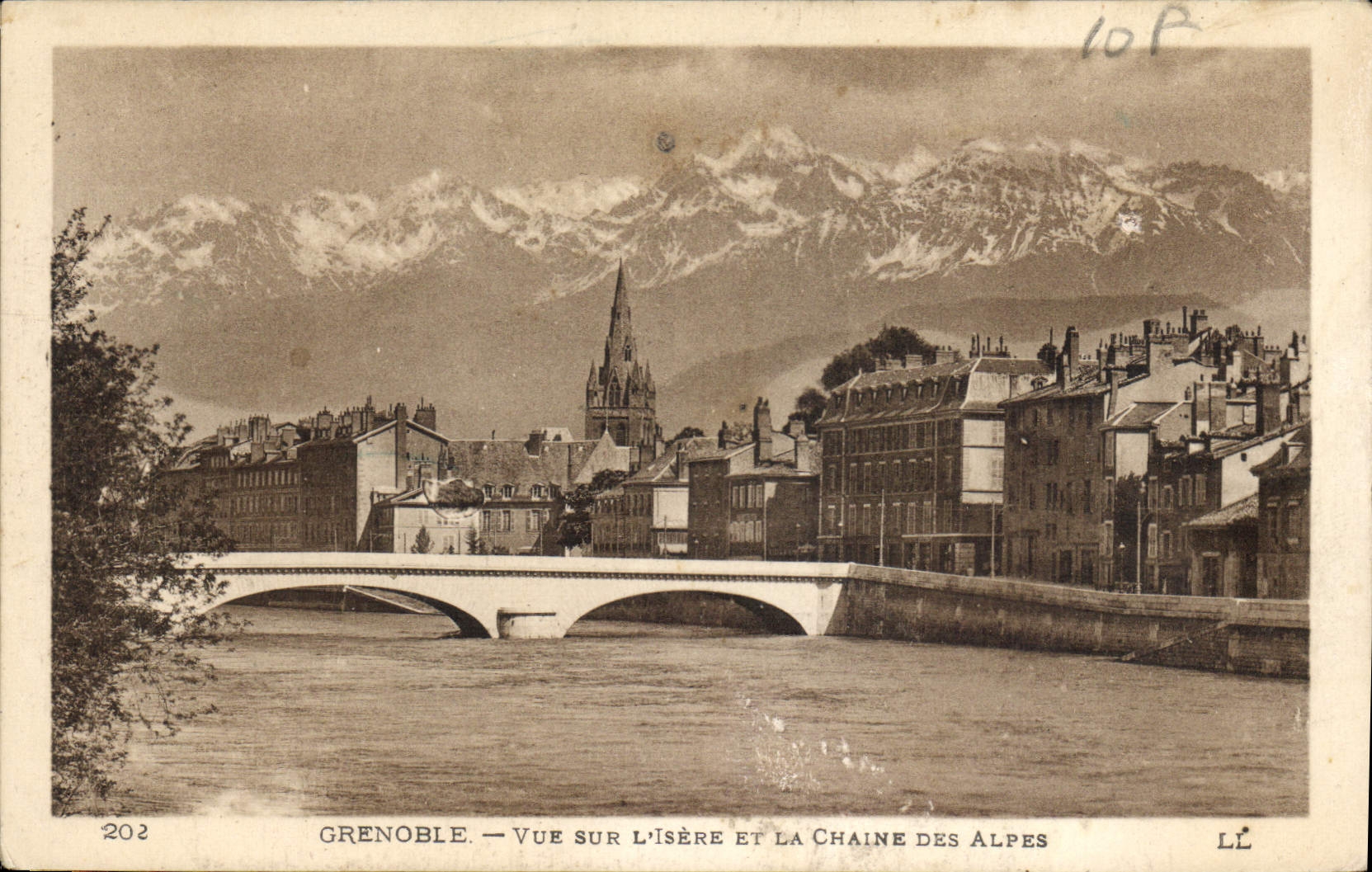 CPA Grenoble vue sur l'Isere et la Chaine des Alpes 