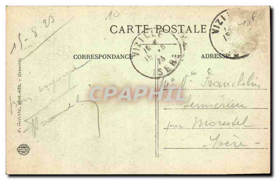 Vizille - Le Château Lesdiguières — Éditeur L. Gaudé, n° 234 — Rückseite