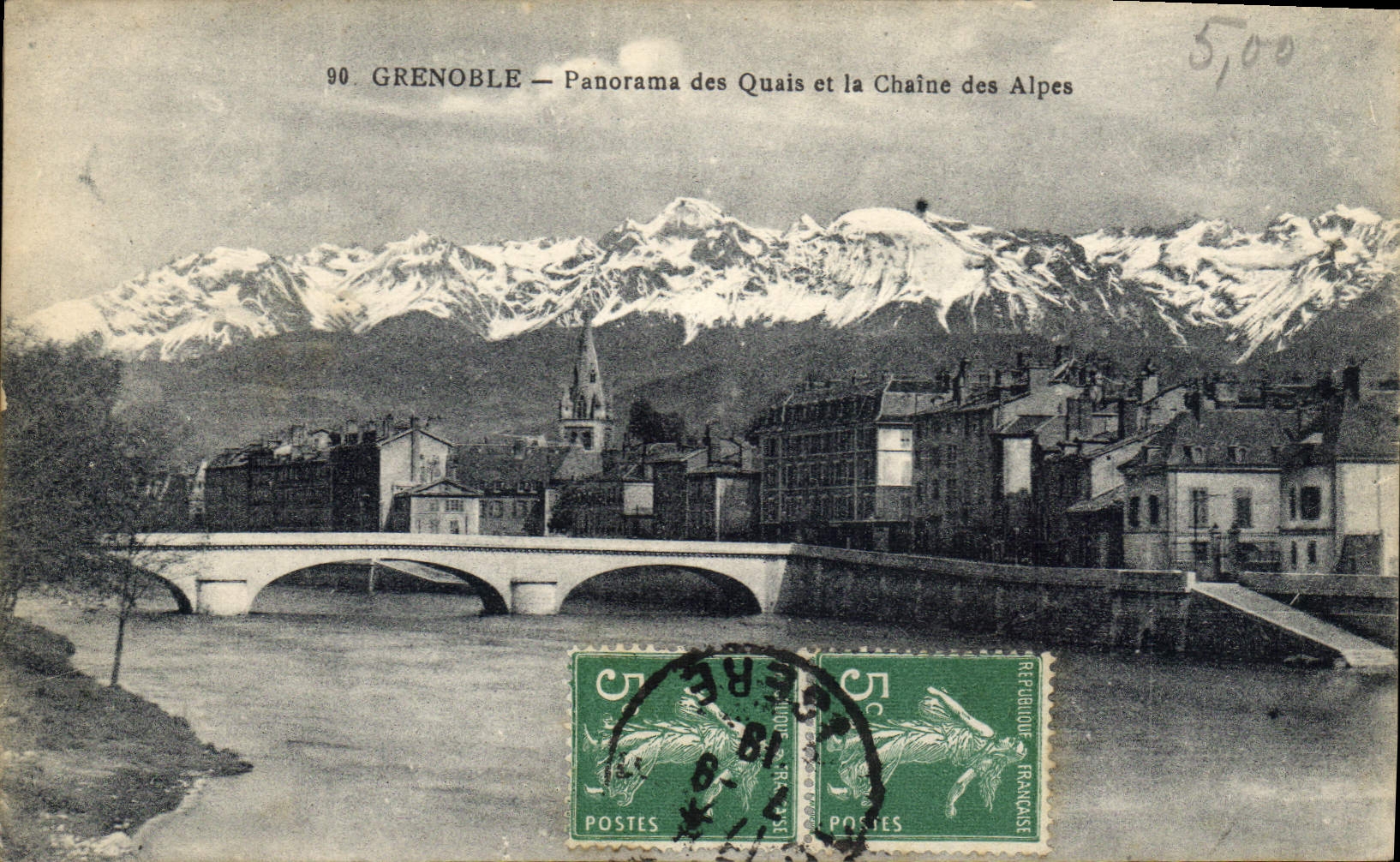 Grenoble — Panorama des Quais et la Chaîne des Alpes — GAUDE, phot.-édit.