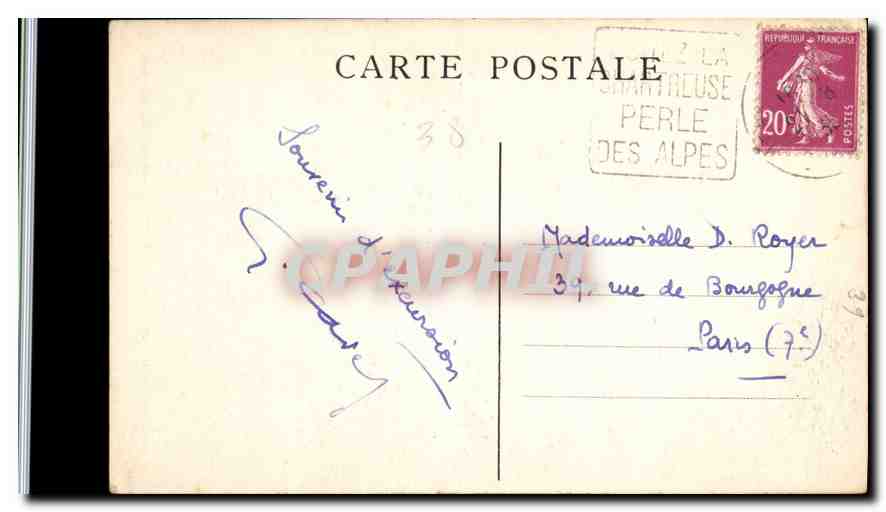 CPA Dauphine Couvent de la Gde Chartreuse et le Grand Som  — Rückseite