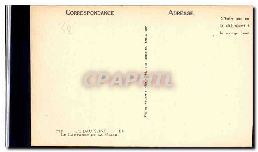CPA Le Dauphine le Lautaret et la Meije  — Verso